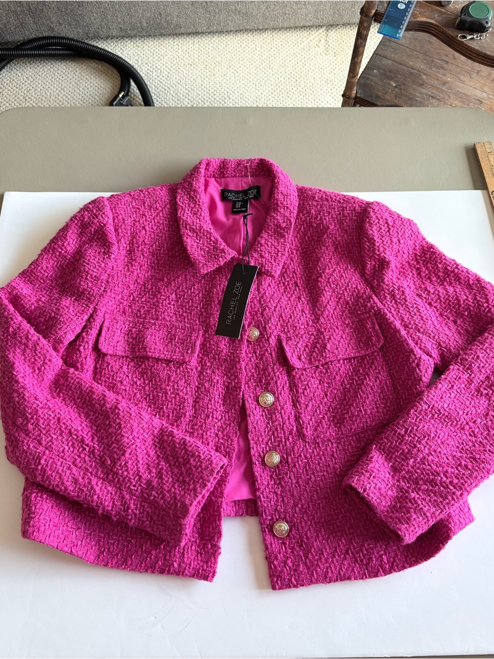 Rachel Zoe Fuchsia Bouclé Blazer F55